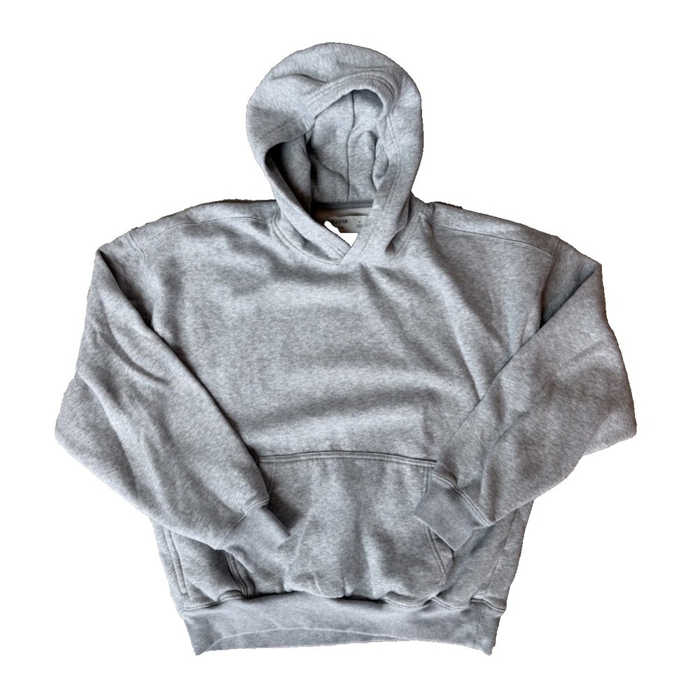 Hollister Boxy Fit Men's Soft Gray Grey Hoodie Sweatshirt Size Medium
